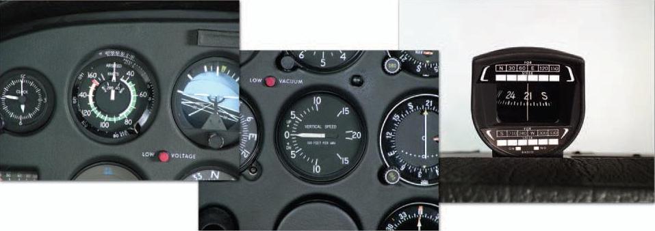 Figure 2-5. Airspeed indicator, VSI, and magnetic compass.